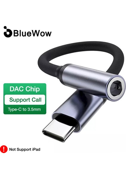 [tip-C Için]bluetooth]bluewow 09U Tip C - 3,5 mm Adaptör Jsaux Aux USB C - 3,5 mm Kulaklık Jakı Adaptörü Ses Kablosu Için Xiaomi Mi iPad Pro Samsung Galaxy S20 (Yurt Dışından)