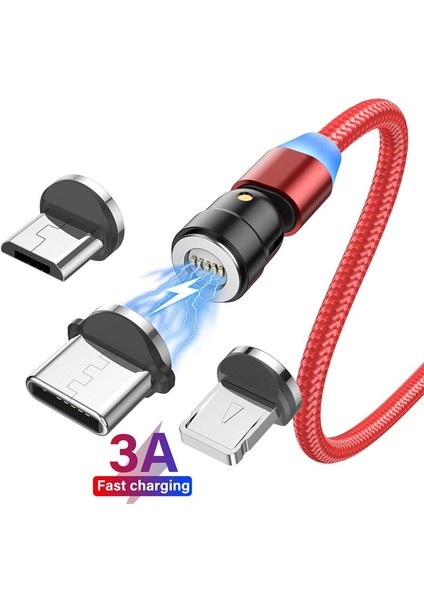 540 Döndür Manyetik Kablo Hızlı Şarj 3A Veri Transferi USB Tip C Manyetik Telefon Şarj Kablosu Mikro USB Kablosu iphone Xiaomi (Yurt Dışından)
