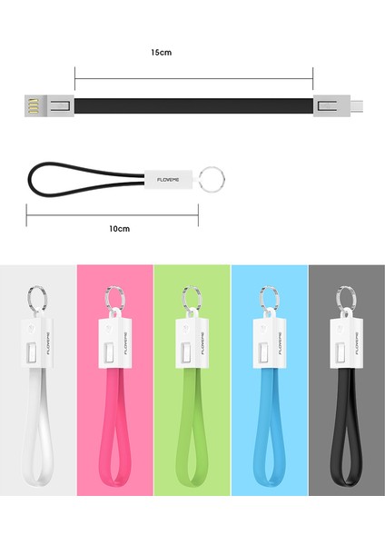 Android Ios Için Floveme Mikro USB Tip C Şarj Kablosu Veri Senkronizasyon Kablosu Anahtarlığı (Yurt Dışından)