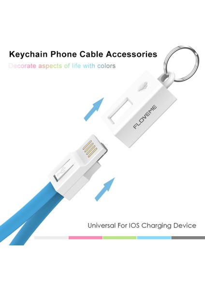 Android Ios Için Floveme Mikro USB Tip C Şarj Kablosu Veri Senkronizasyon Kablosu Anahtarlığı (Yurt Dışından)
