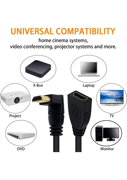HDMI 2.1 Adaptör Kablosu, HDMI Dişi - HDMI Erkek Adaptör (Sol Viraj) (Yurt Dışından) fırsatları