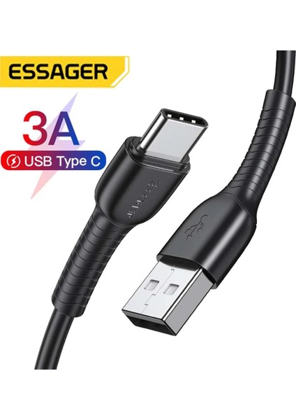 Essager USB C Tipi Kablo Samsung S20 S10 Xiaomi Mi 10 Pro Type-C Usb-C 3A Hızlı Şarj Şarj Cihazı Typec Usbc Veri Kablosu Kablosu (Yurt Dışından)