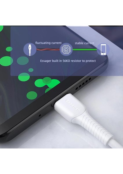 Essager USB C Tipi Kablo Samsung S20 S10 Xiaomi Mi 10 Pro Type-C Usb-C 3A Hızlı Şarj Şarj Cihazı Typec Usbc Veri Kablosu Kablosu (Yurt Dışından) modelleri