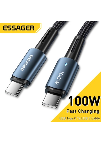 Essager 100 W USB Tip C USB C Kablosu Xiaomi Huawei P30 P40 Pro 5A Hızlı Şarj Kablosu Veri Kablosu Samsung S21 Ultra S20 (Yurt Dışından)