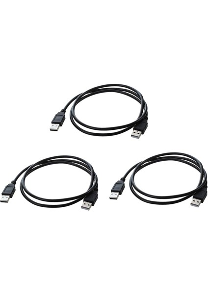 3x 1m Yüksek Hızlı USB 2.0 Korumalı A Erkek - A Erkek Kablo Siyah (Yurt Dışından)