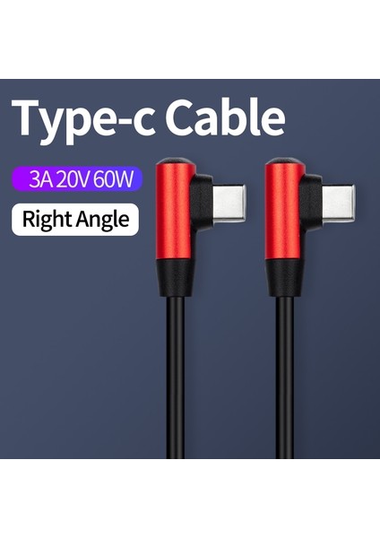 90 Derece Sağ Açı Tip-C Tel Tip C - Tip C Erkek - Erkek Arayüz Çift Tip-C Kablolar Cep Tablet Telefon Dizüstü Bilgisayar (Yurt Dışından)