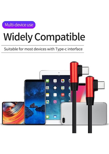 90 Derece Sağ Açı Tip-C Tel Tip C - Tip C Erkek - Erkek Arayüz Çift Tip-C Kablolar Cep Tablet Telefon Dizüstü Bilgisayar (Yurt Dışından) indirimleri