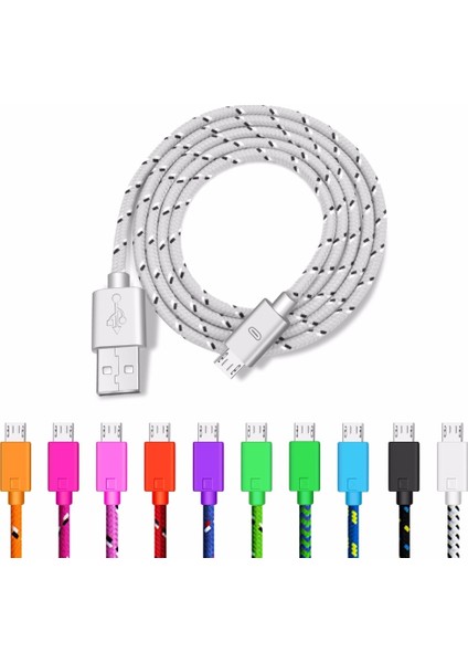 1m Naylon Örgülü Mikro USB Kablosu Veri Senkronizasyon USB Şarj Kabloları Samsung Huawei Xiaomi Android Telefon Için Hızlı Şarj Cihazı USB Şarj Cihazı (Yurt Dışından)