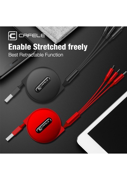 Cafele 3 In 1 Mikro USB Kablosu iPhone ipad Tipi C Şarj Aleti Kablosu Taşınabilir Geri Çekilebilir Şarj Telefon Kablosu Xiaomi Huawei Için (Yurt Dışından)