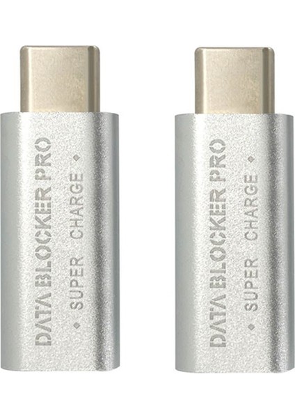 2pc USB Type-C Veri Engelleyici Usb-C Juice Jack Defender Adaptörü(Gümüş) (Yurt Dışından)