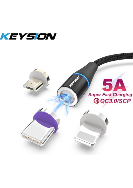 Keysıon 5A USB Tip-C Süper Hızlı Şarj Manyetik Kablo Için Huawei P30 Mate 20 Pro Onur 20 10I USB C Telefon Mıknatıslı Şarj Cihazı Tel (Yurt Dışından)