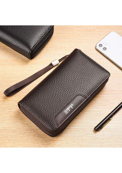 Uzun Cüzdan Erkek Çift Fermuarlı Çoklu Kart Alanı Büyük Kapasiteli Erkek El Çantası Moda Rahat Iş Erkek Cüzdan (Yurt Dışından) indirimleri