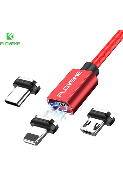 Floveme Manyetik Kablo Mikro USB C Tipi iPhone 13 Için Yıldırım Kablosu Xiaomi 12 3A Hızlı Şarj Kablosu C Tipi Şarj Kabloları (Yurt Dışından)