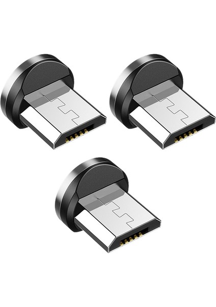 3x Yuvarlak Manyetik Kablo Fişi Telefon Android Mıknatıs Şarj Cihazı Fişi Mikro USB Hızlı Şarj Adaptörü (Yurt Dışından)