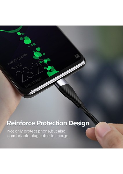 Ugreen USB Tip C 3A Hızlı Şarj Tarihi Kablosu Redmi Not 7/not 8 Samsung S8 S9 Artı Not 9 S10 Xiaomi Mi 6 Mi8 Mi 9t Pocophone F1 Huawei P9 Nova 3/4/5t Honore Play ve Diğer USB C Cihazı (Yurt Dışından)