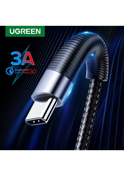 Ugreen USB Tip C 3A Hızlı Şarj Tarihi Kablosu Redmi Not 7/not 8 Samsung S8 S9 Artı Not 9 S10 Xiaomi Mi 6 Mi8 Mi 9t Pocophone F1 Huawei P9 Nova 3/4/5t Honore Play ve Diğer USB C Cihazı (Yurt Dışından)
