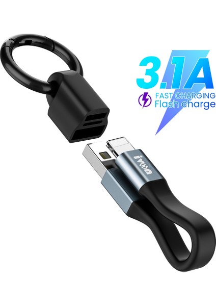 Mini Anahtarlık Taşınabilir USB Veri Kablosu iPhone 3A Hızlı Şarj Tipi C Mikro USB C Kısa Kablo Kablosu Xiaomi Huawei Poco (Yurt Dışından)