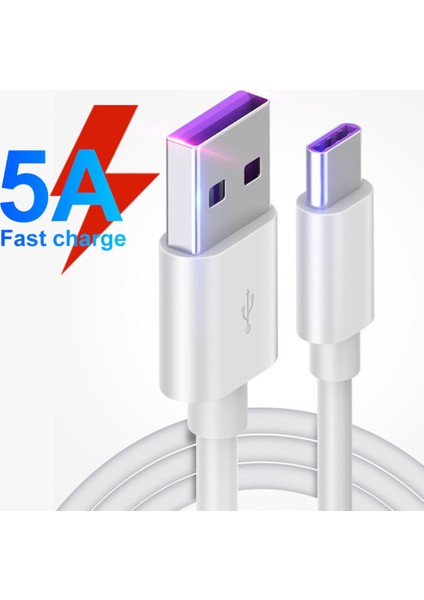 Huawei Için 5A USB Tip C Telefon Süper Hızlı Hızlı Şarj Kablosu Veri Senkronizasyon Kablosu (Yurt Dışından)
