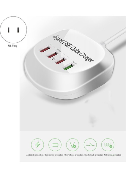 Hızlı Şarj ile USB Şarj Hub'ı 4 USB Bağlantı Noktası Ev Ofis Masaüstü Seyahat Için Taşınabilir Hızlı Telefon Şarj Istasyonu (Yurt Dışından) indirimleri