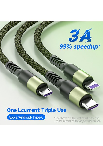 Lenuo 3in1 Veri USB Kablosu iPhone Hızlı Şarj Cihazı 3A Şarj Kablosu Android Telefon Için Tip C Xiaomi Huawei Samsung Şarj Kablosu Ipad Için (Yurt Dışından) modelleri
