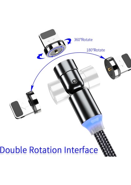 540 Derece Dönen Manyetik Kablo C Tipi Mikro USB Telefon Kablosu IPHONE11 Pro Xs Max Xiaomi Samsung USB Kablosu Tel Kablo (Yurt Dışından)