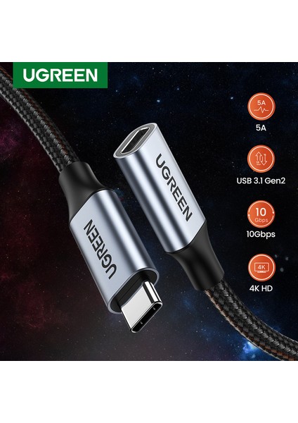 Ugreen USB C Uzatma Kablosu USB 3.1 Tip C Erkek - Dişi Gen2 10 Gbps Uzatma Kablosu Nintendo Anahtarı MacBook Pro Samsung Galaxy S21 S20 NOTE20 S10 Google Pixel 3 2 Xl (Yurt Dışından)