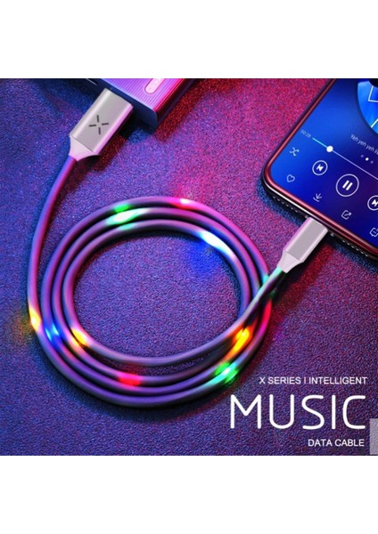Ses Kontrolü Dans LED Mikro USB Kablosu Andriod Type-C Kablo Için Hızlı Şarj Kablosu (Yurt Dışından)