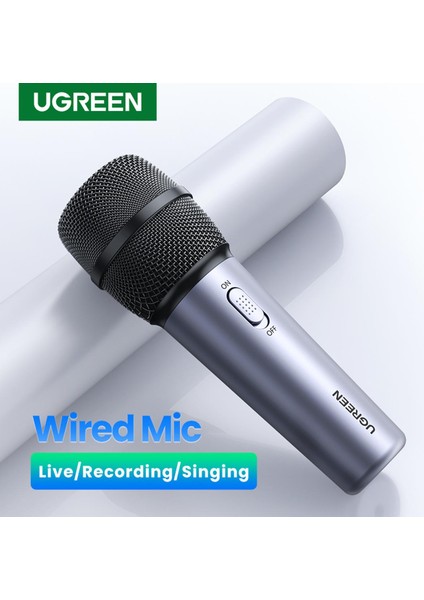 Ugreen Kablolu Mikrofon Şarkı Canlı Kayıt 3.5mm Ses Kablosu ile El Mikrofonu Pc Telefon Kılıfı Oyun Karaoke Ev Sistemi (Yurt Dışından)