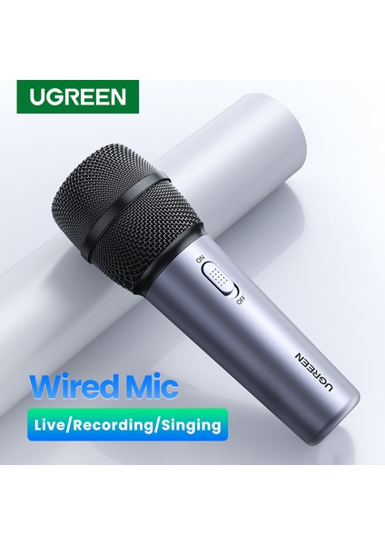 Ugreen Kablolu Mikrofon Şarkı Canlı Kayıt 3.5mm Ses Kablosu ile El Mikrofonu Pc Telefon Kılıfı Oyun Karaoke Ev Sistemi (Yurt Dışından)