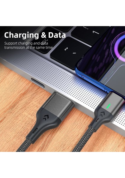 Aufu Manyetik Şarj Kablosu Hızlı Şarj USB C Tipi Kablo Samsung Xiaomi iPhone Için Mıknatıs Mikro USB Veri Hızlı Şarj Kablosu (Yurt Dışından)