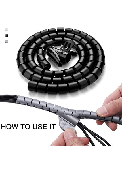 Adet 10MM/2 M Esnek Spiral Kablo Düzenleyici Depolama Boru Kablosu Koruyucu Yönetim Kablosu Sarıcı Masa Düzenli Kablo Aksesuarı (Yurt Dışından) indirimleri