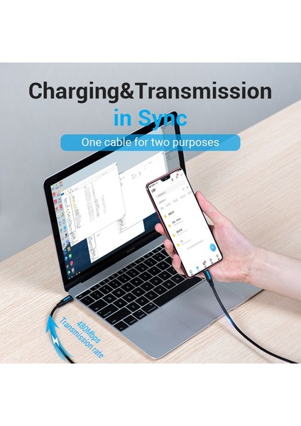 Vention Tip C Mikro USB Kablosu Hızlı USB Tip-C Adaptörü Samsung Huawei Xiaomi MacBook Pro Otg Cep Telefonu Mikro USB Kablosu (Yurt Dışından)
