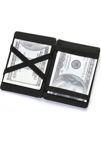 Moda Ince Erkek Deri Sihirli Cüzdan Tasarımcısı Kredi Kartı Tutucu Kadın Küçük Nakit Klip Bilfold Adam Para Için Kelepçeler (Yurt Dışından)