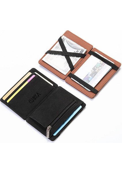 Moda Ince Erkek Deri Sihirli Cüzdan Tasarımcısı Kredi Kartı Tutucu Kadın Küçük Nakit Klip Bilfold Adam Para Için Kelepçeler (Yurt Dışından) fiyatları