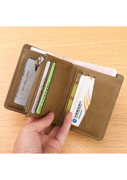 2022 Yeni Erkek Kısa Cüzdan Kore Versiyonu Retro Rahat Fermuar Bozuk Para Cüzdanı Çoklu Kart Üç Katlı Cüzdan (Yurt Dışından) modelleri