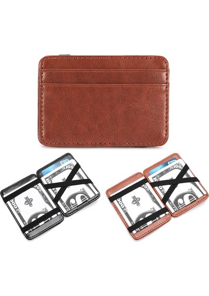 Yeni Inanılmaz Mini Sihirli Cüzdan Erkekler Için Kımlık Kredi Kartı Tutucu Küçük Pu Deri Debriyaj Para Çantası Ince Şerit Klip Çanta Adam Kılıfı (Yurt Dışından)