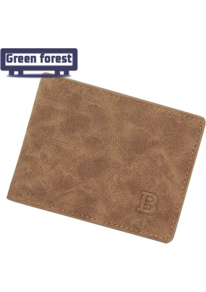 Yeşil Orman Seyahat Cüzdanı Ultra-Ince Minimalist Iş Erkek Ikiye Katlanmış Ince Cüzdan (Yurt Dışından)