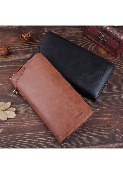 2022 Yeni Cüzdan Erkek Uzun Retro Moda Debriyaj Çok Fonksiyonlu Dikey Fermuarlı Cep Telefonu Çantası (Yurt Dışından) modelleri