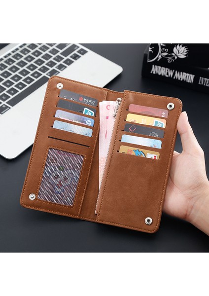 2022 Yeni Erkek Uzun Cüzdan Kore Versiyonu Retro Rahat Moda Cüzdan Çok Fonksiyonlu Fermuarlı Debriyaj (Yurt Dışından) fırsatları