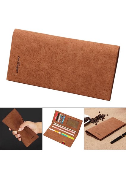 Erkekler Uzun Cüzdan Çanta Saklama Çantası Pu Vintage Ultra-Ince Yumuşak Sikke Para Kartları Için Dayanıklı (Yurt Dışından) modelleri