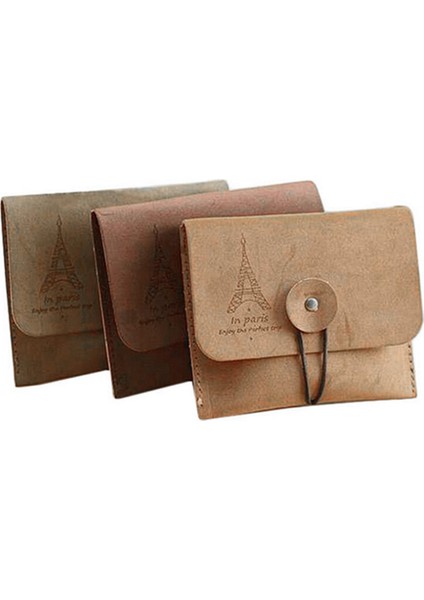 Microgood Kadın Erkek Vintage Eyfel Kulesi Sikke Çanta Küçük Katlama Anahtar Kılıfı Cüzdan Çanta (Yurt Dışından)