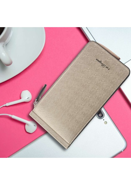 Deabolar Severler Uzun Stil Ultra Ince Kart Setleri Çoklu Kart Uçları Büyük Kapasiteli Cüzdan Fermuar Altın Çanta (Yurt Dışından) modelleri