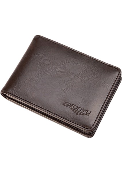 Microgood Moda Domuz Derisi Hakiki Deri Bifold Cüzdan Kart Fotoğraf Tutucu Erkek Kısa Çanta (Yurt Dışından)