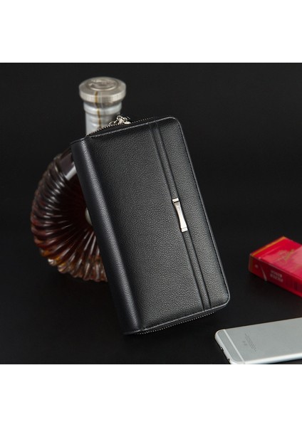 Baellerry Erkek Debriyaj Cüzdan Pu Büyük Kapasiteli Erkek Cüzdan Iş Katı Erkek Çantalar Siyah (Yurt Dışından) modelleri