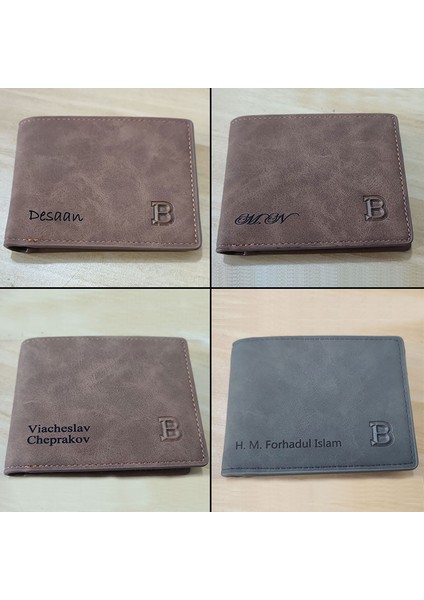 Yeni Kısa Erkek Cüzdan Ücretsiz Isim Gravür Ince Kart Tutucu Erkek Cüzdan Pu Deri Küçük Fermuarlı Para Cebi Erkek Çanta Cüzdan (Yurt Dışından)