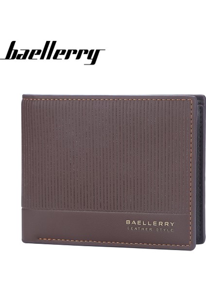 Baellerry Yeni Cüzdan Erkek Kısa Kore Versiyonu Iki Katlı Çoklu Kart Yuvası Klip Çizgili Açık Cüzdan (Yurt Dışından)