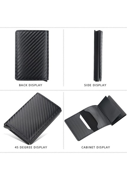 Yeni Mini Rfıd Erkek Cüzdan Karbon Fiber Kredi Kartı Tutucu Kazınmış Erkek Cüzdan Kaliteli Alüminyum Ince Popup Erkek Çantalar Cüzdanlar (Yurt Dışından) fırsatları