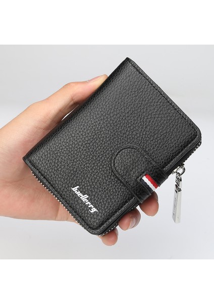Baellerry Yeni Erkek Kısa Cüzdan Kore Versiyonu Çoklu Kart Tokalı Cüzdan Büyük Kapasiteli Fermuarlı Debriyaj (Yurt Dışından) modelleri