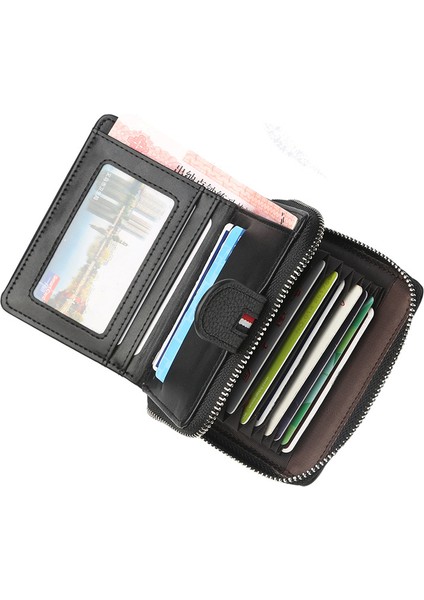 Baellerry Yeni Erkek Kısa Cüzdan Kore Versiyonu Çoklu Kart Tokalı Cüzdan Büyük Kapasiteli Fermuarlı Debriyaj (Yurt Dışından) indirimleri
