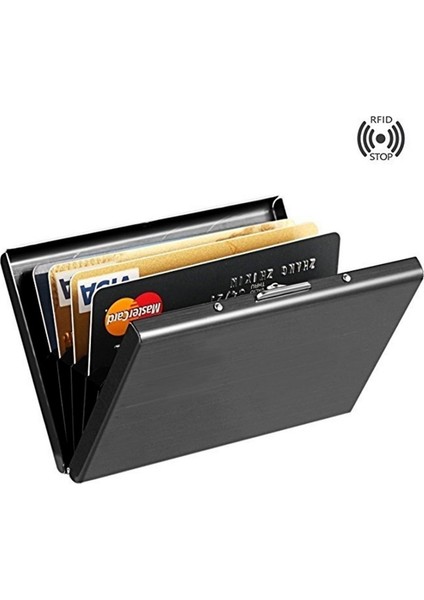 Paslanmaz Çelik Iş Kimliği Kredi Kartı Tutucu Rfıd Engelleme Koruyucu Kılıf Kutusu (Yurt Dışından)